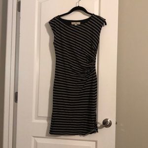 Loft black and tan striped dress